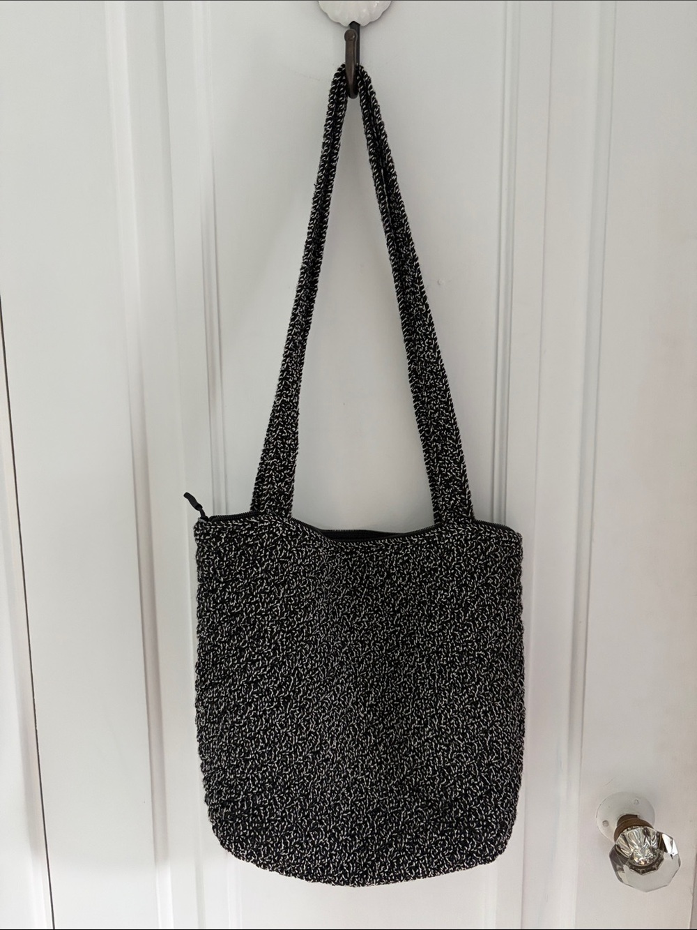 Last chance! The Sak • Black and White Static Crochet Tote